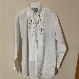 Gingiss blinged out  White Classic Dress Shirt size large
